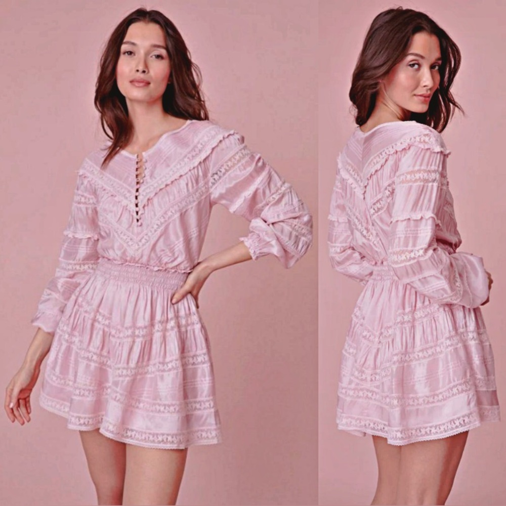 LoveShackFancy Pink Mini Dress